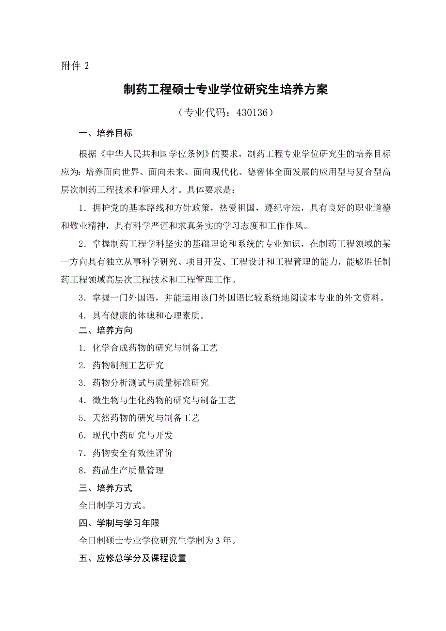 精品资料2022年收藏制药工程专业学位研究生培养方案_第1页