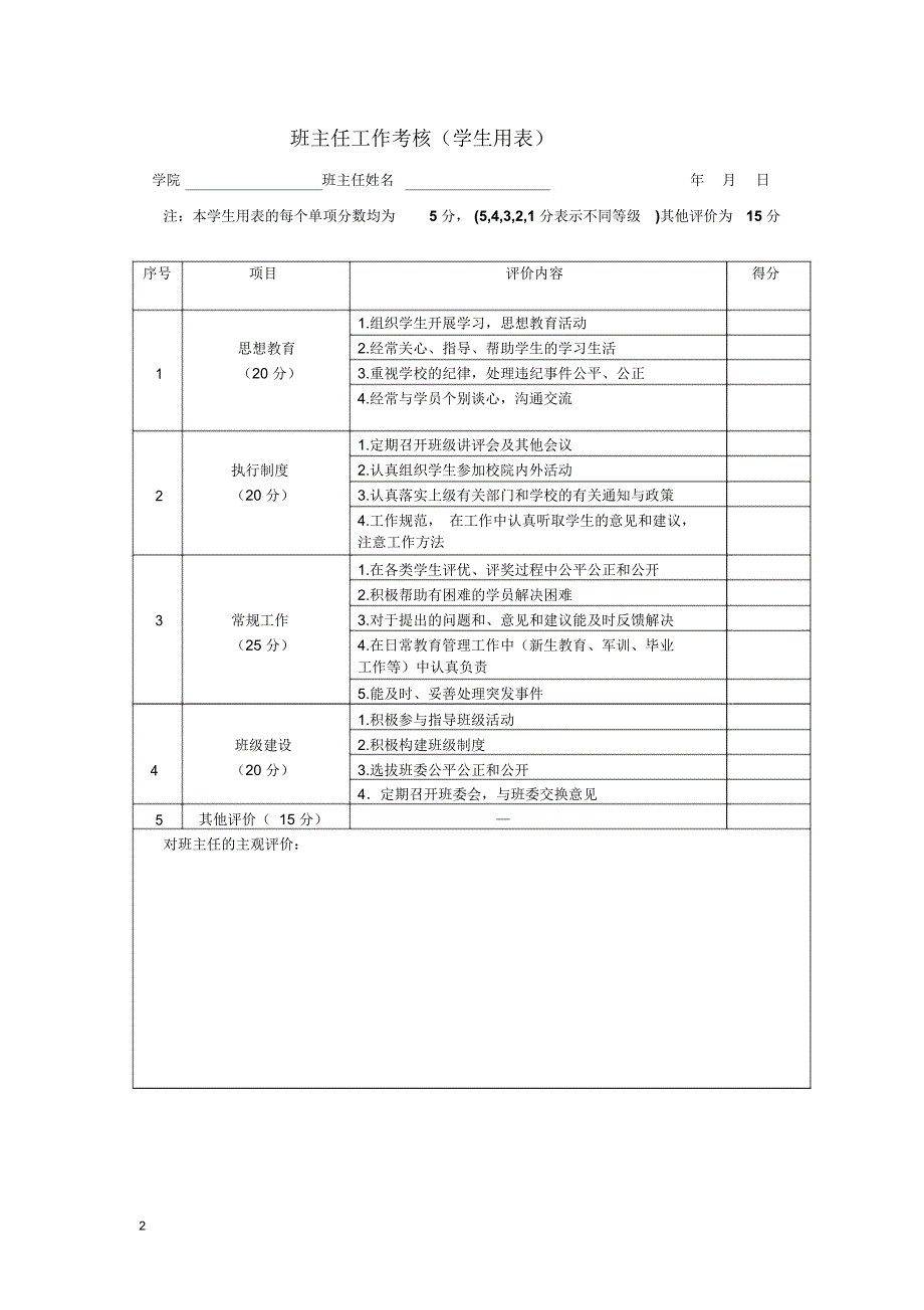 班主任绩效考核表_第2页