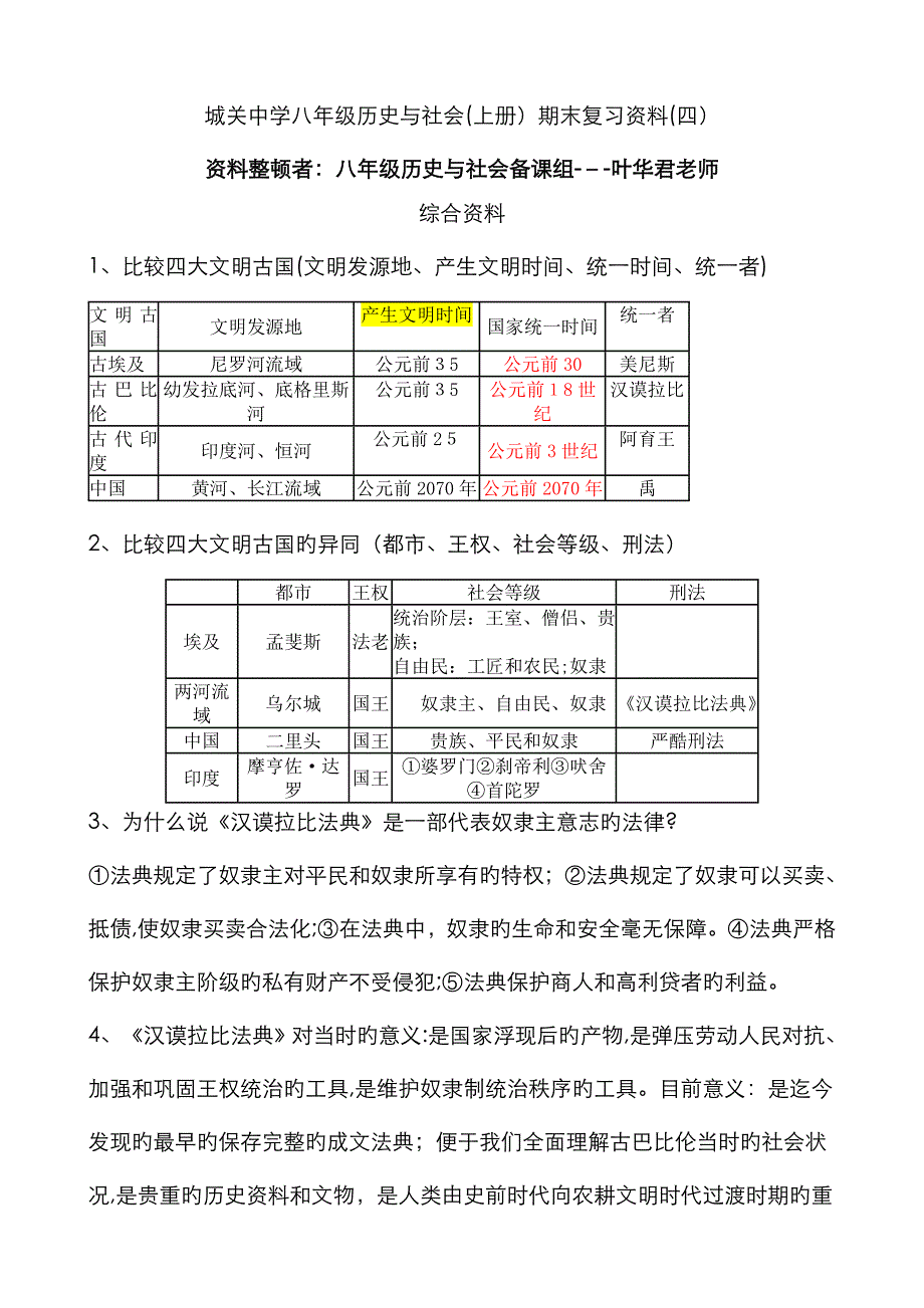 城关中学八年级历史与社会期末复习(综合材料)_第1页