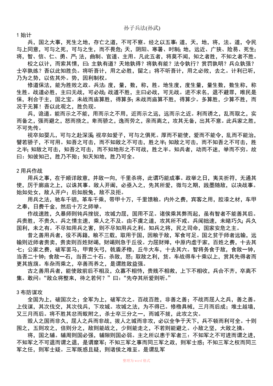 孙子兵法(全文精简)_第1页
