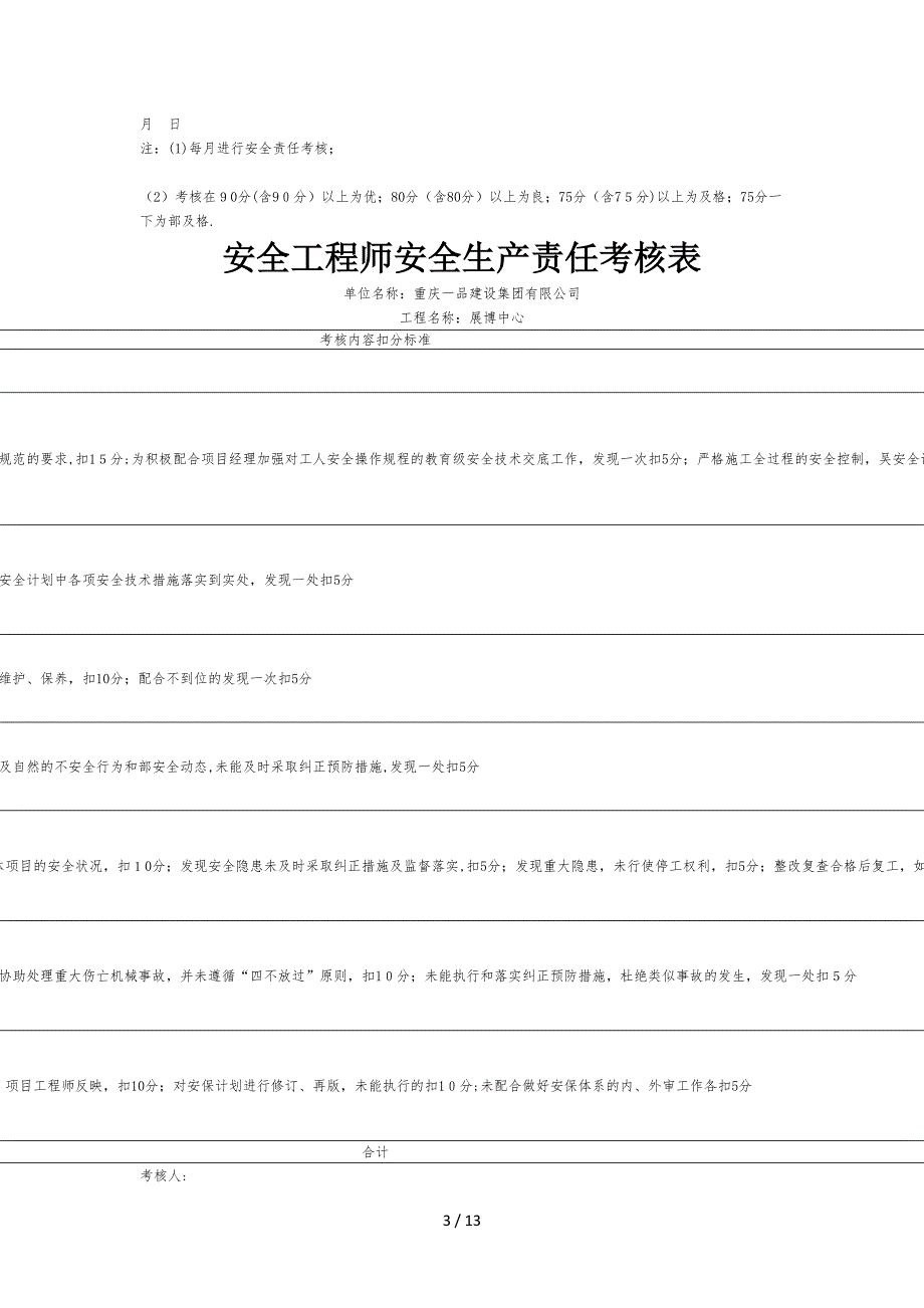 安全生产责任考核记录表_第3页