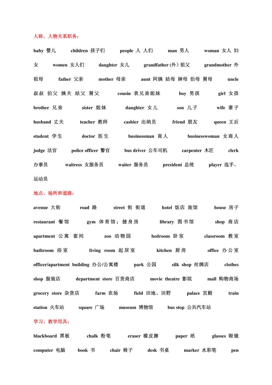 冀教版小学英语单词归类表_第2页