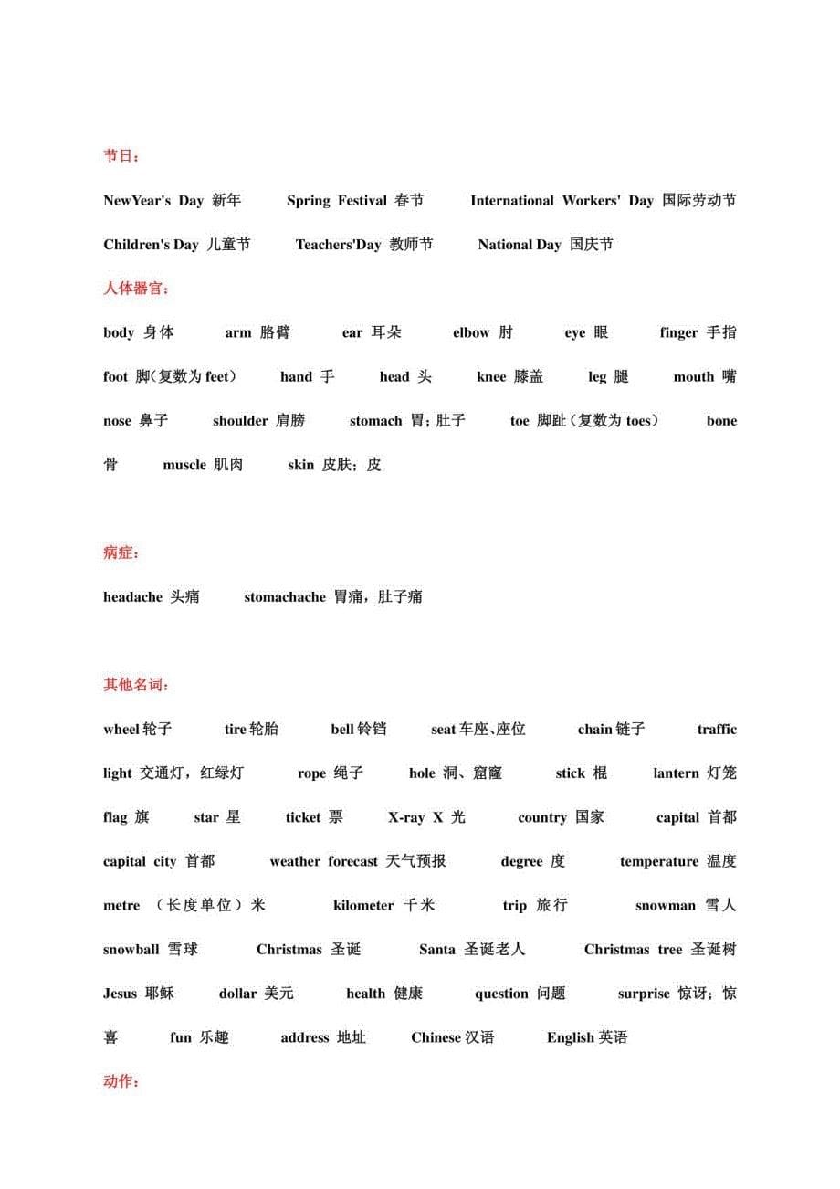 冀教版小学英语单词归类表_第5页