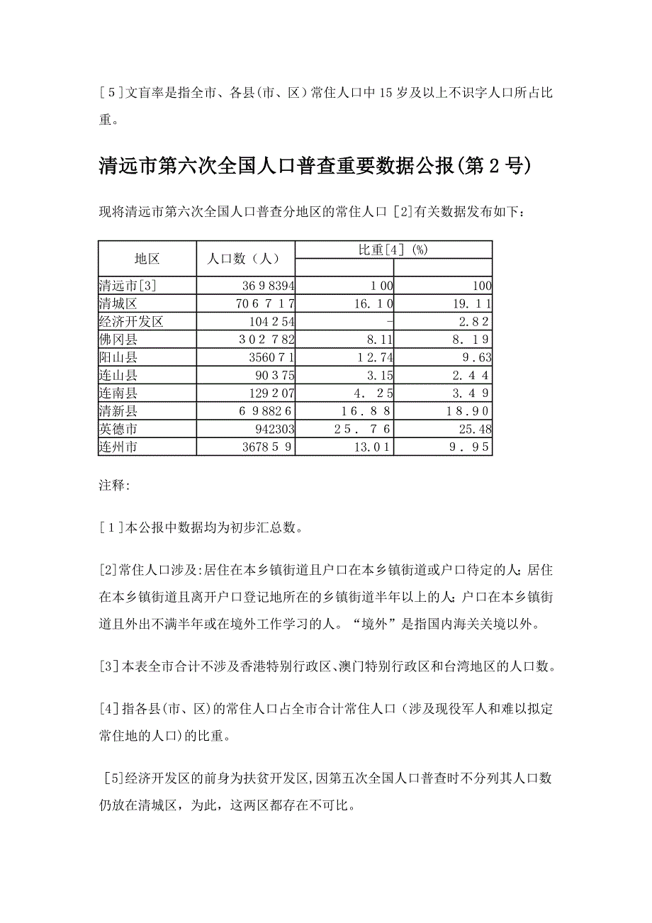 清远市第六次人口普查主要数据公报_第3页