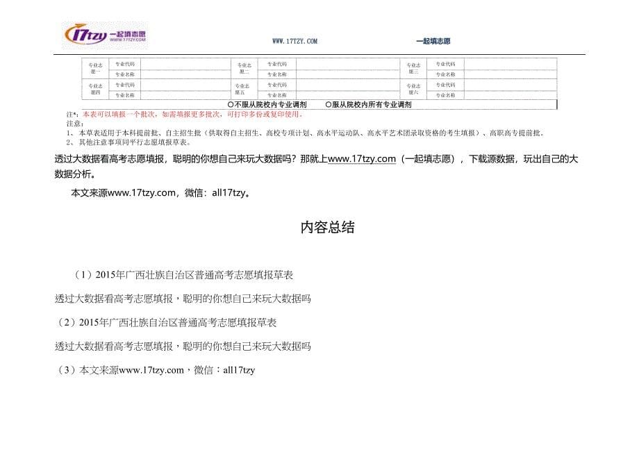 广西壮族自治区普通高考志愿填报草表_第5页