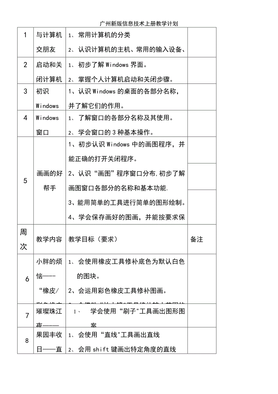 (2021年整理)广州新版信息技术上册教学计划_第4页