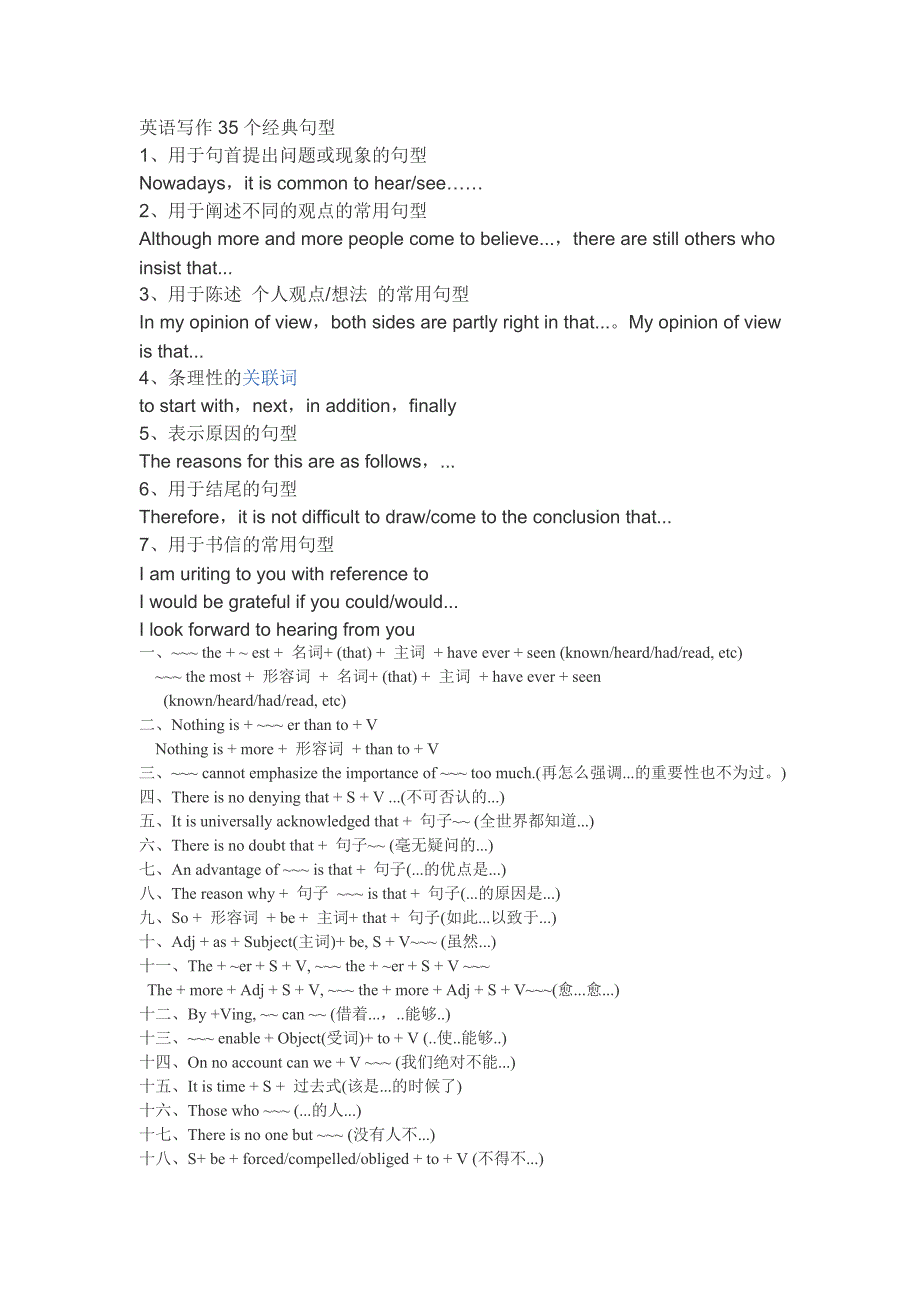 英语写作35个经典句型_第1页