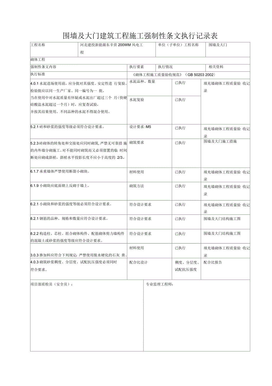 升压站围墙及大门强条执行记录_第3页