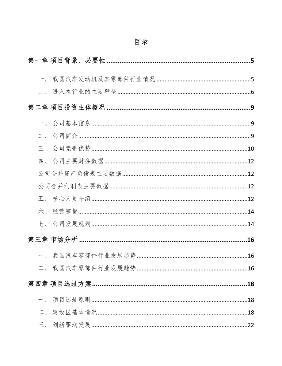 珠海柴油发动机零部件项目可行性研究报告_第1页