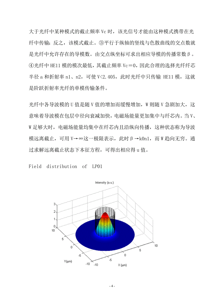 光纤通信课程设计阶越折射率光线中LP01模的场分布_第4页