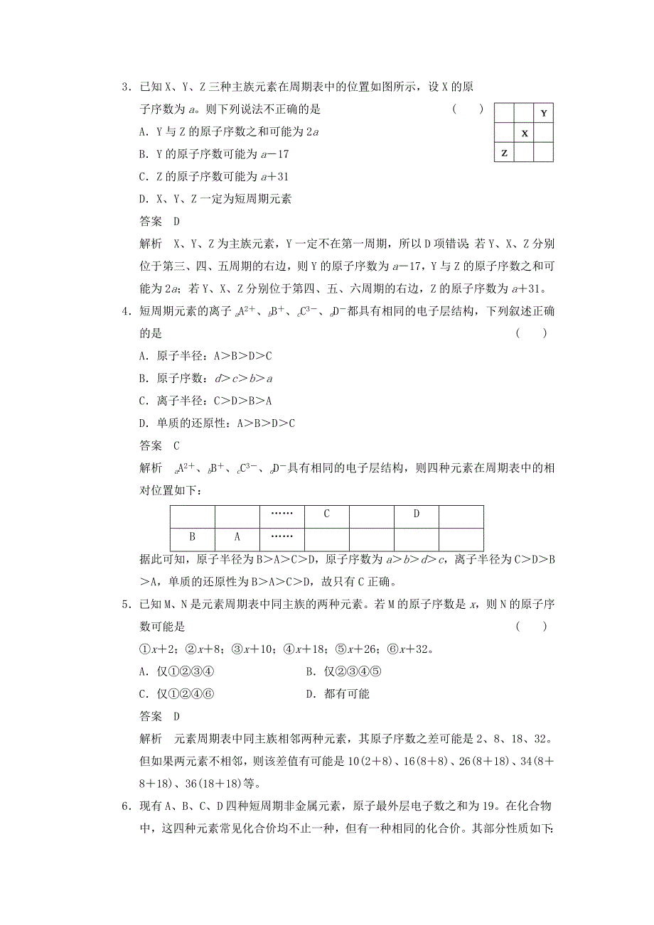 2014届高三化学一轮 练出高分 5.2元素周期律和元素周期表 新人教版_第2页