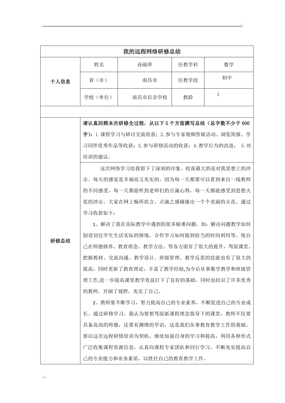 个人研修总结模板.doc_第2页