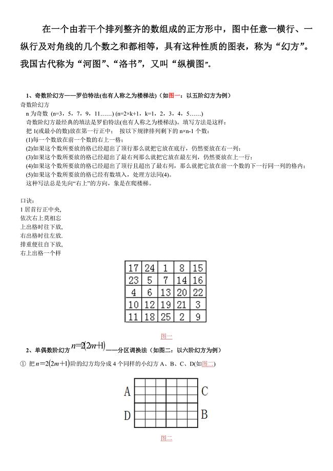 幻方解法整理归纳
