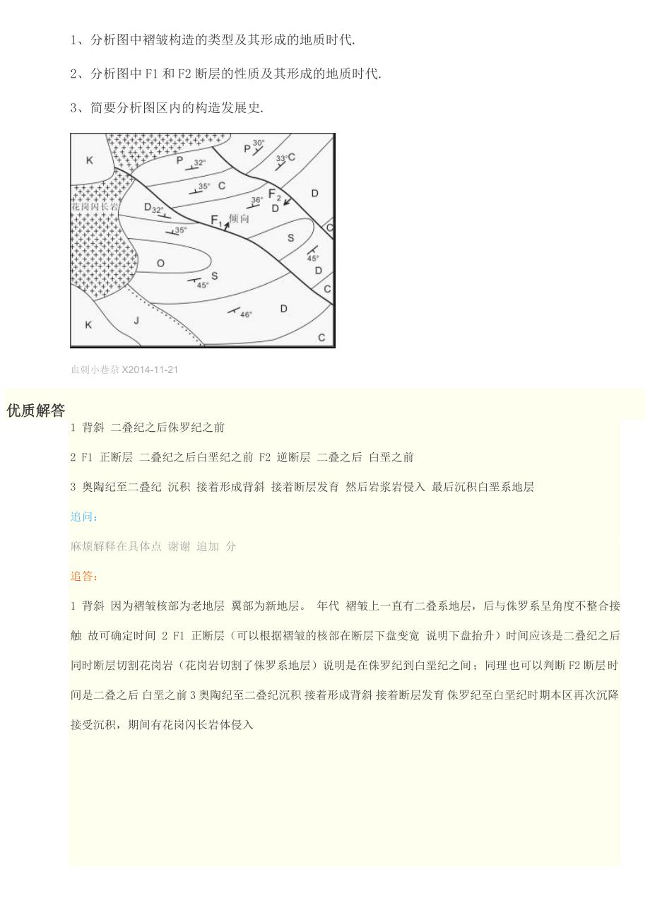 图中褶皱构造的类型及其形成的地质时代_第1页