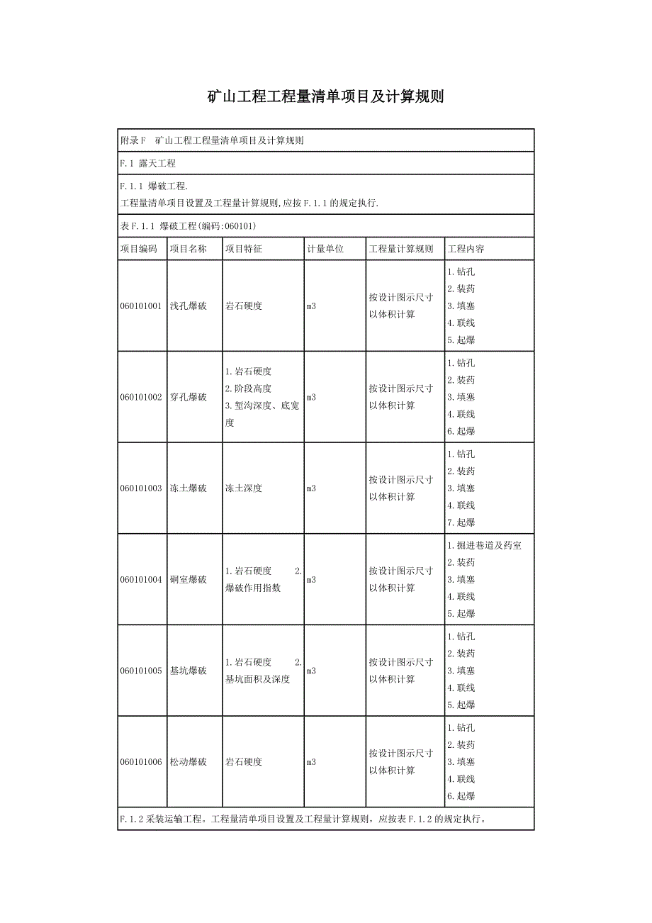 矿山工程工程量清单项目及计算规则_第1页