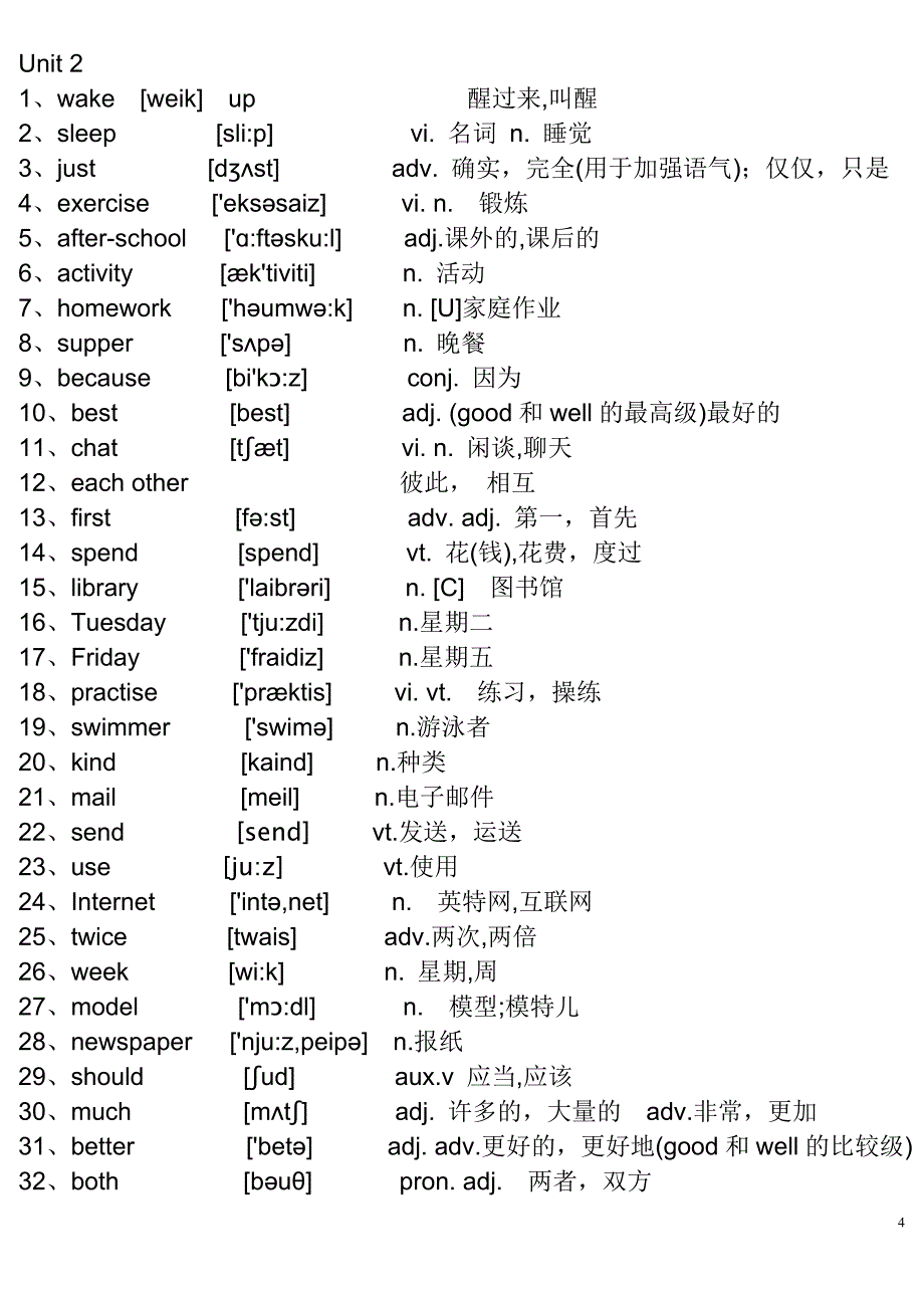 苏教版7A单词中英文(有音标,有词性,跟课本核对无误).doc_第4页