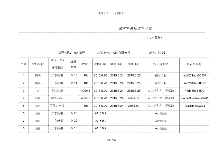 原材料进场送检台账_第1页