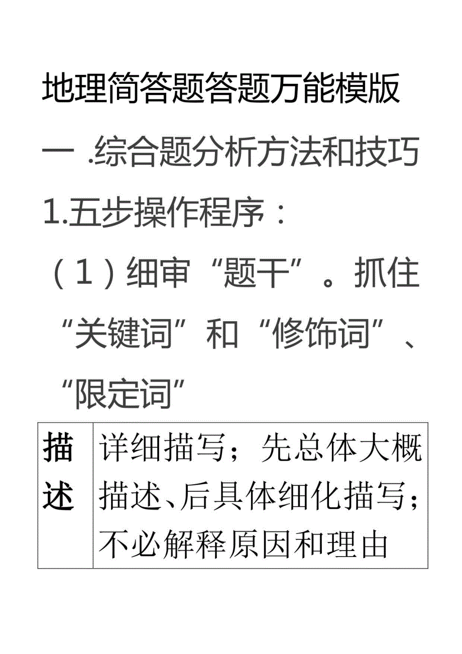 地理简答题分类答题技巧与模版_第1页