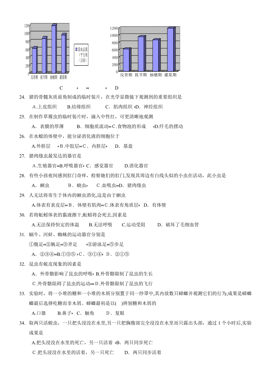 广东省中学生初中生物学联赛试卷及答案_第3页