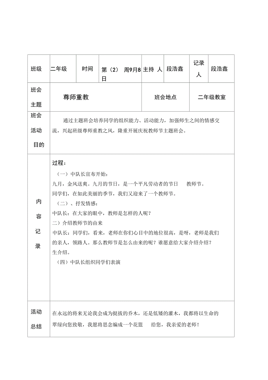 班队会记录表_第2页