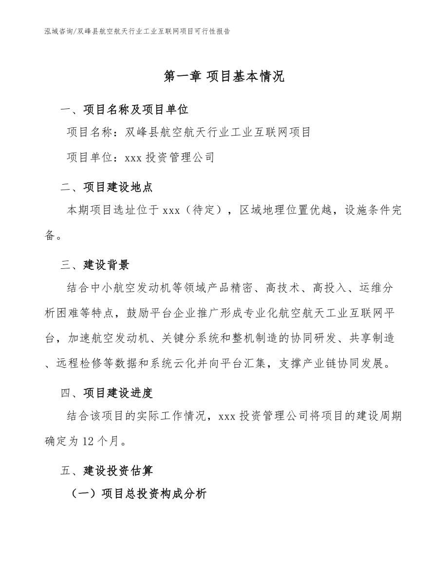 双峰县航空航天行业工业互联网项目可行性报告_模板范本_第5页