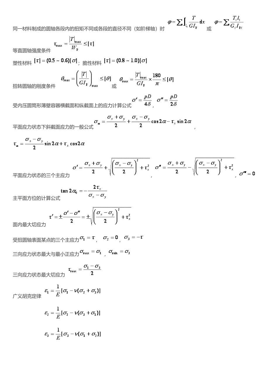 材料力学公式总结完美版DOC_第5页