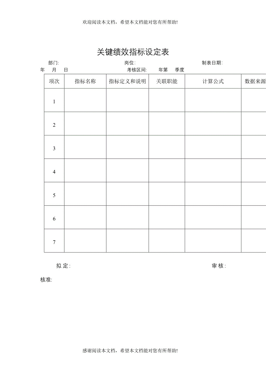 关键绩效指标设定表_第1页