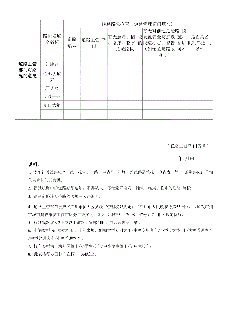 校车行驶线路路况核查表_第2页