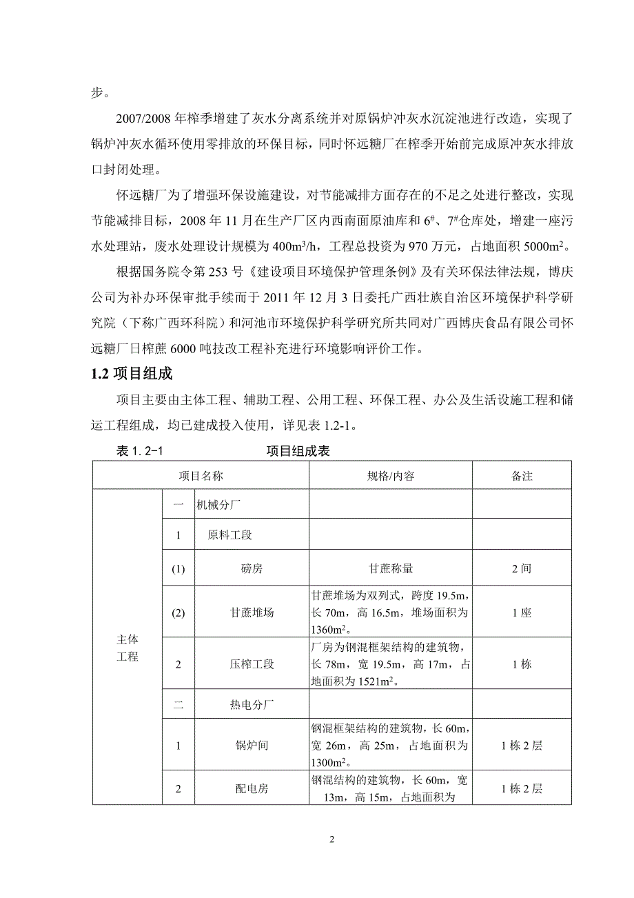 广西博庆食品有限公司怀远糖厂6000吨日技改工程项目环境评估报告书简本.doc_第2页