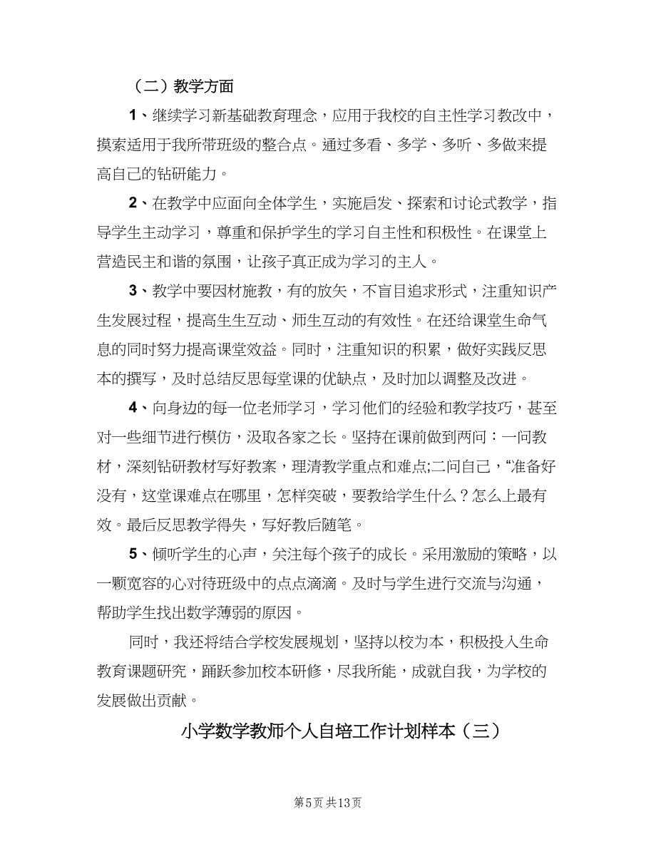 小学数学教师个人自培工作计划样本（4篇）.doc_第5页