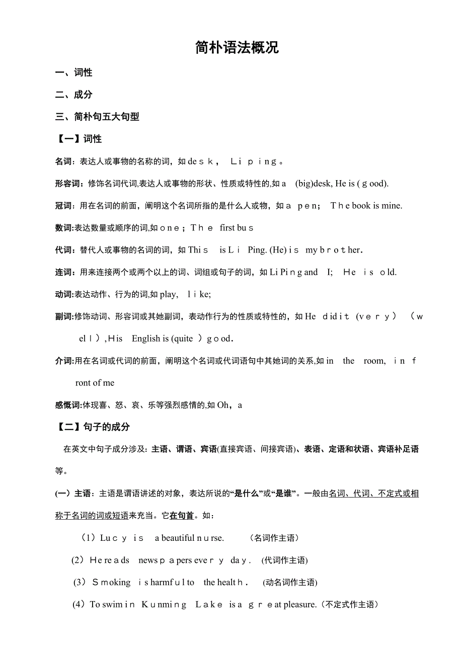 初中英语词性及句子成分、句型-_第1页