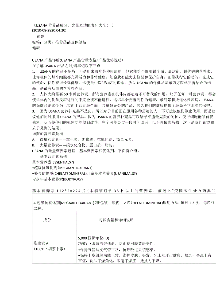 USANA营养品成分_第1页