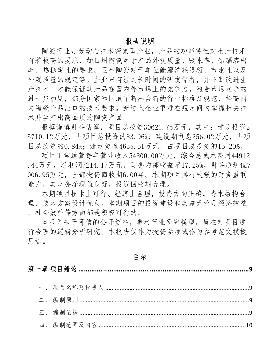 辽宁日用陶瓷项目可行性研究报告(DOC 94页)_第1页