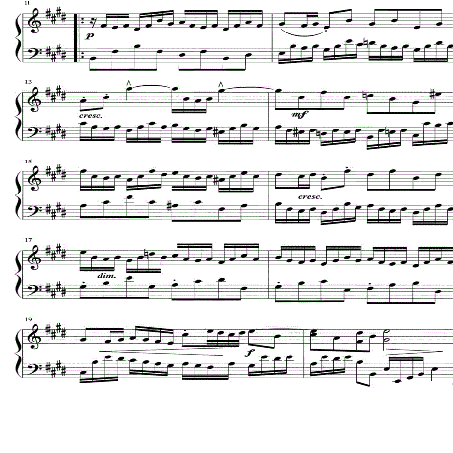 E大调赋格前奏曲巴赫原版正谱五线谱钢琴谱声乐考级谱_第3页