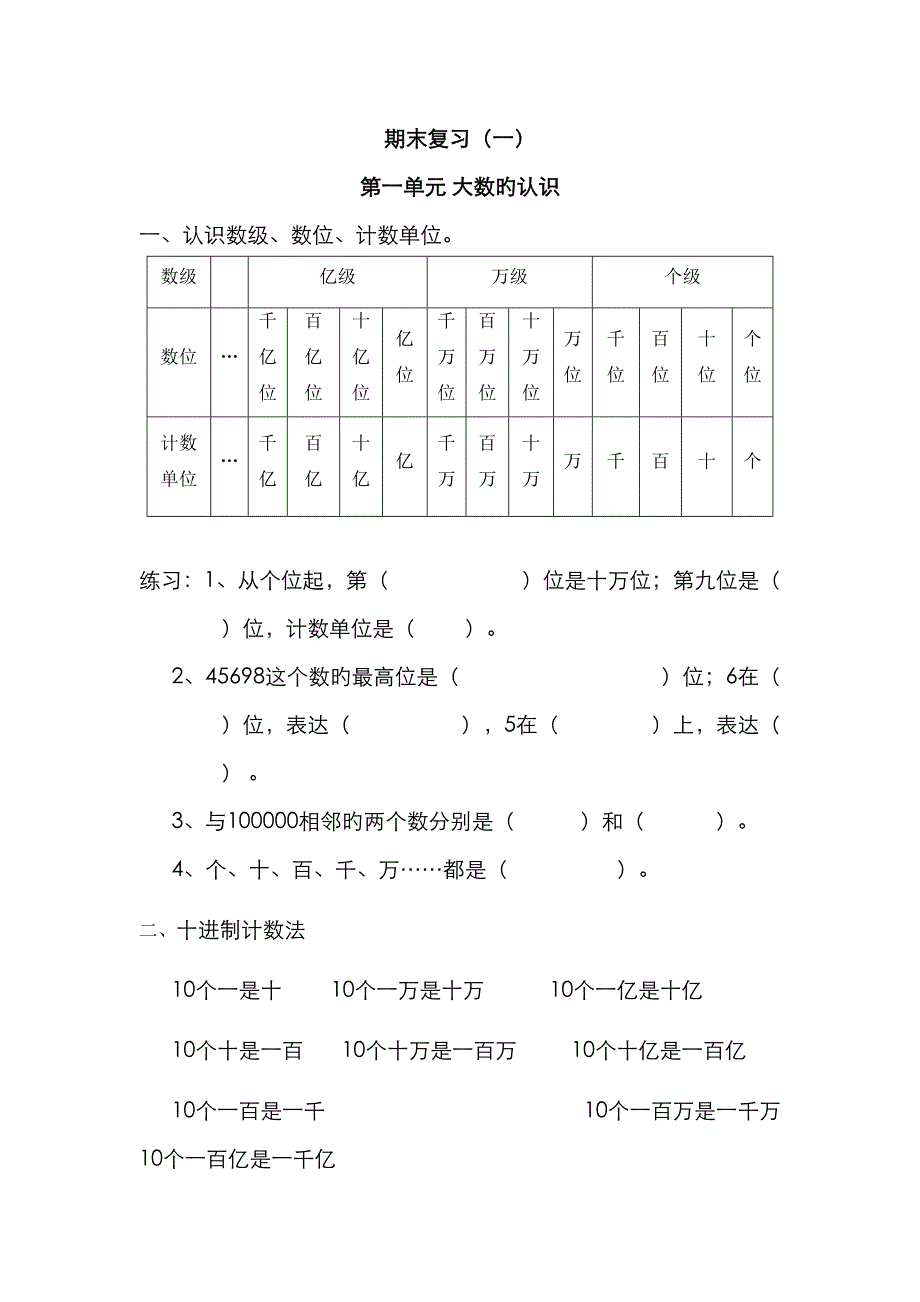 2023年大数的认识知识点归纳_第1页