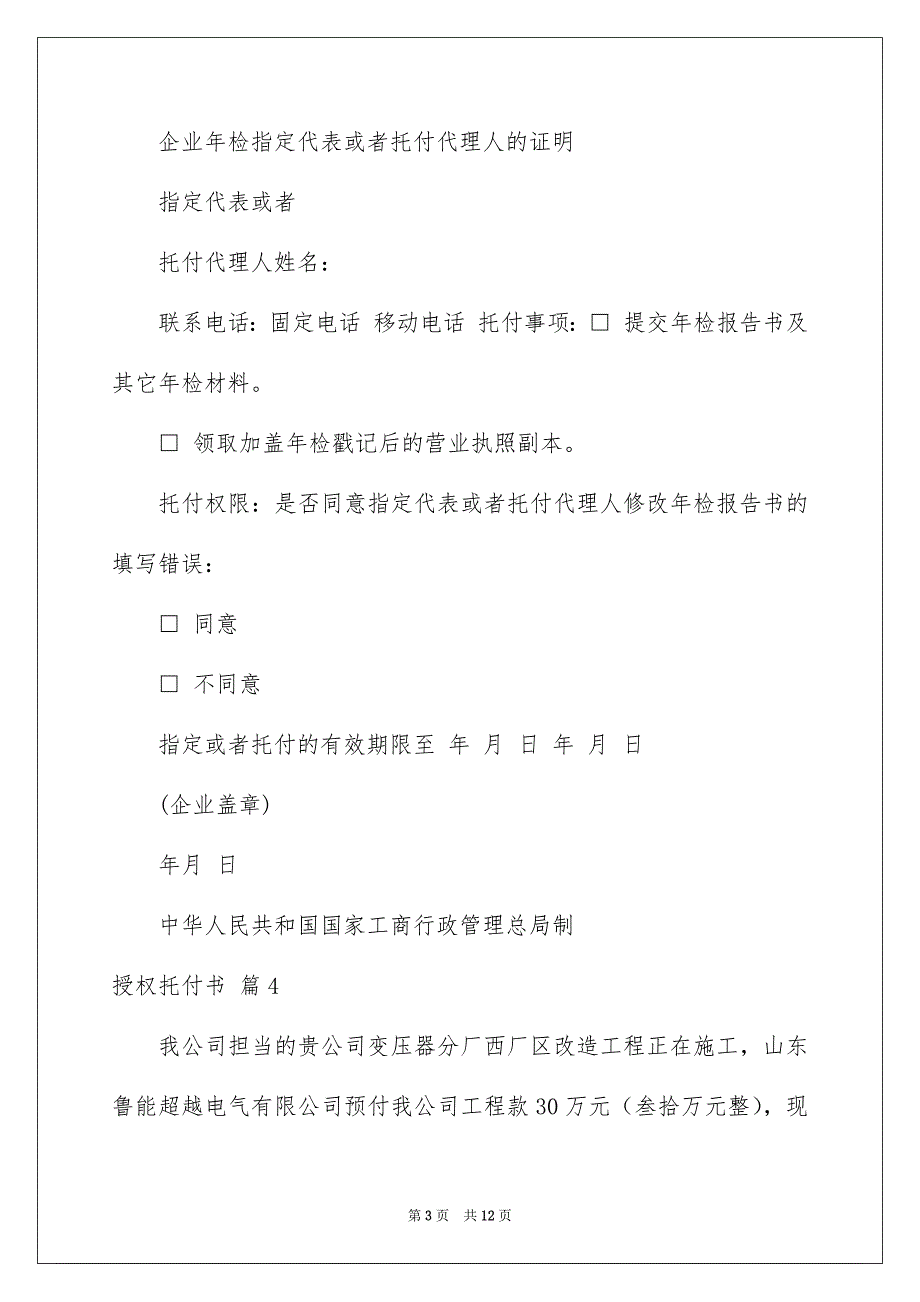 关于授权托付书模板集合9篇_第3页