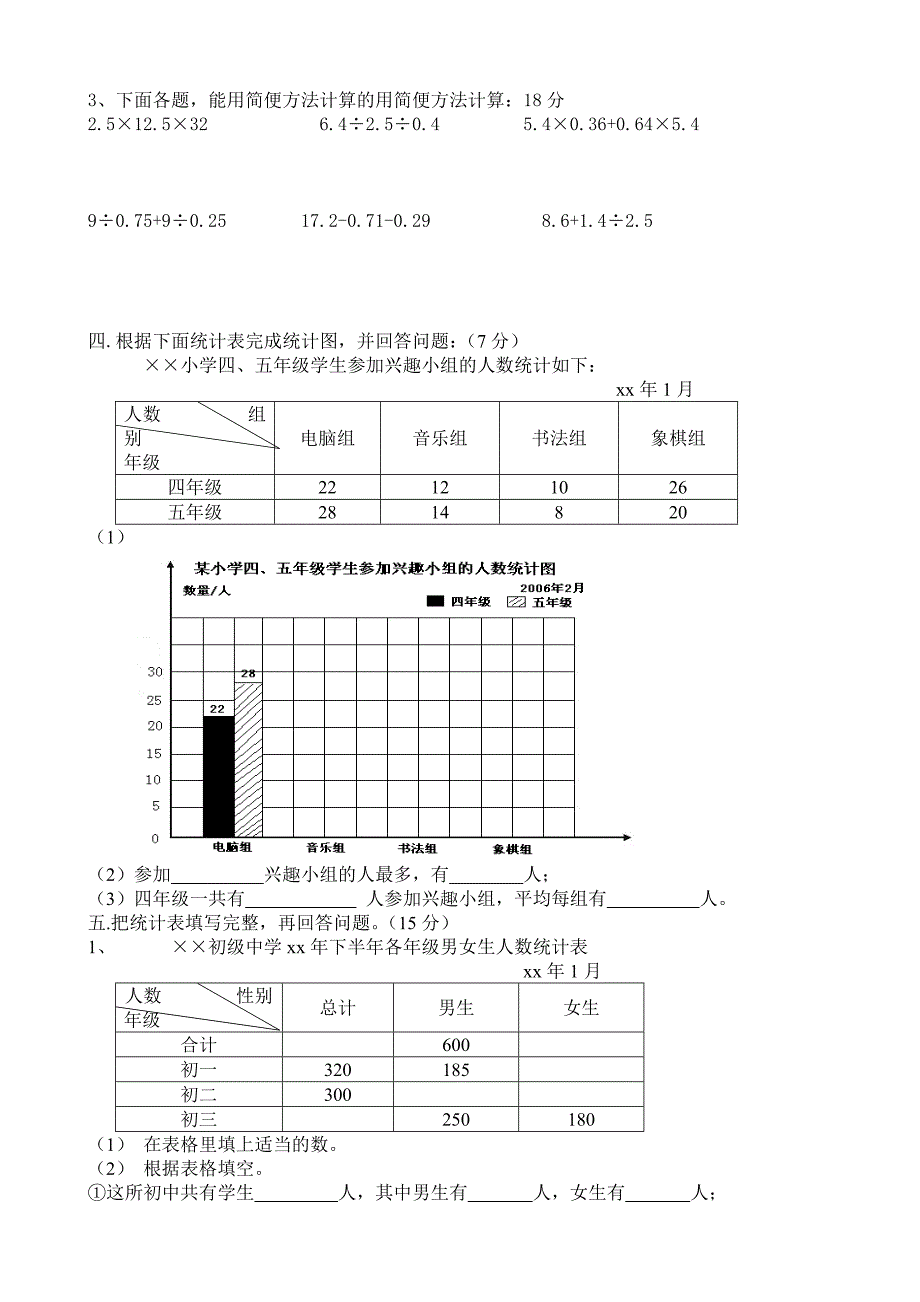 小学数学：第10单元《统计》单元测试(苏教版五年级上册)_第2页