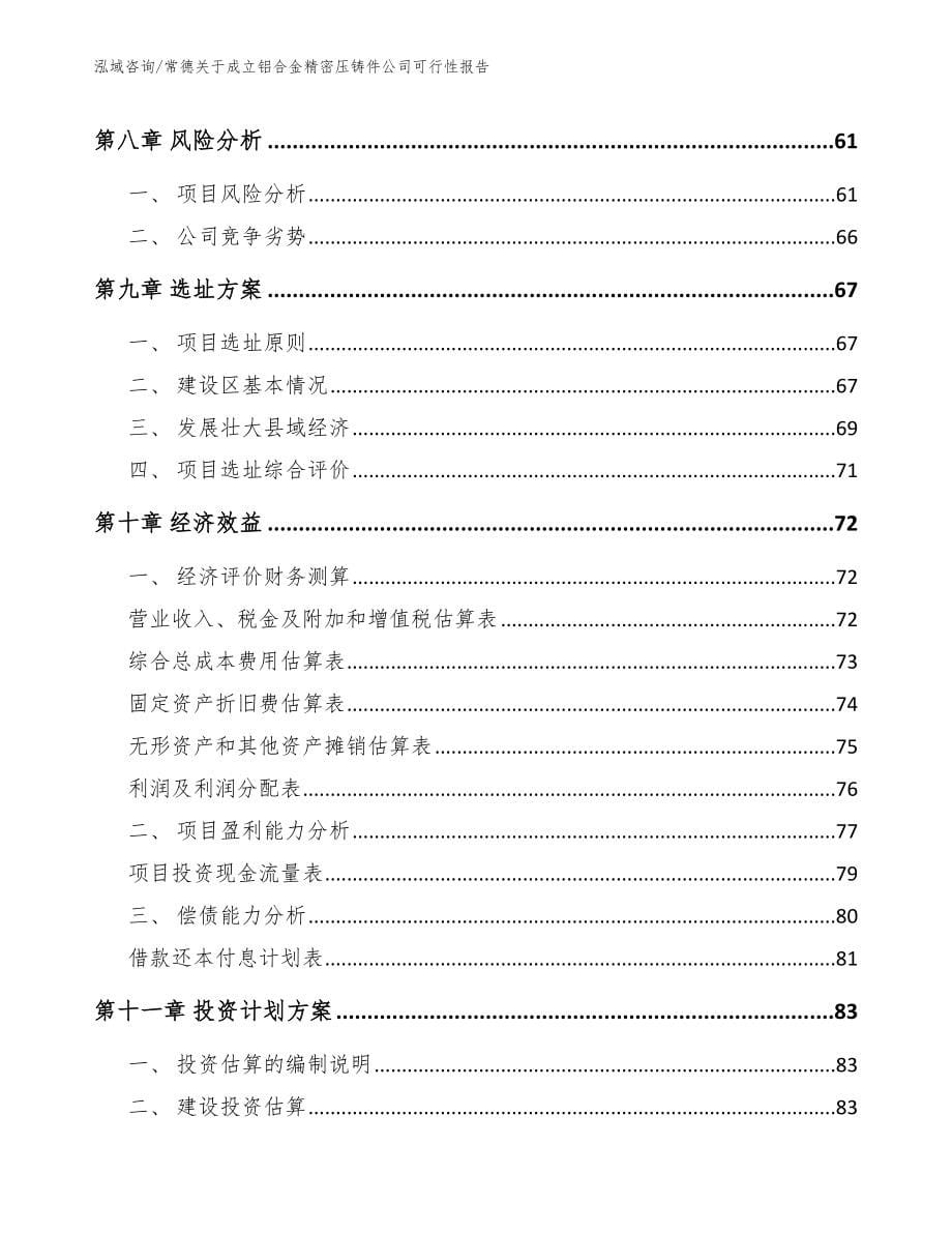 常德关于成立铝合金精密压铸件公司可行性报告_第5页