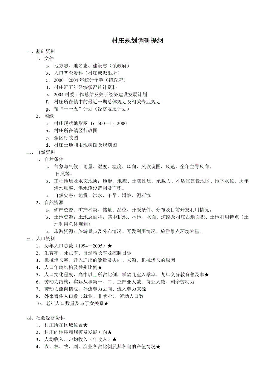 村庄规划调研提纲.doc_第1页