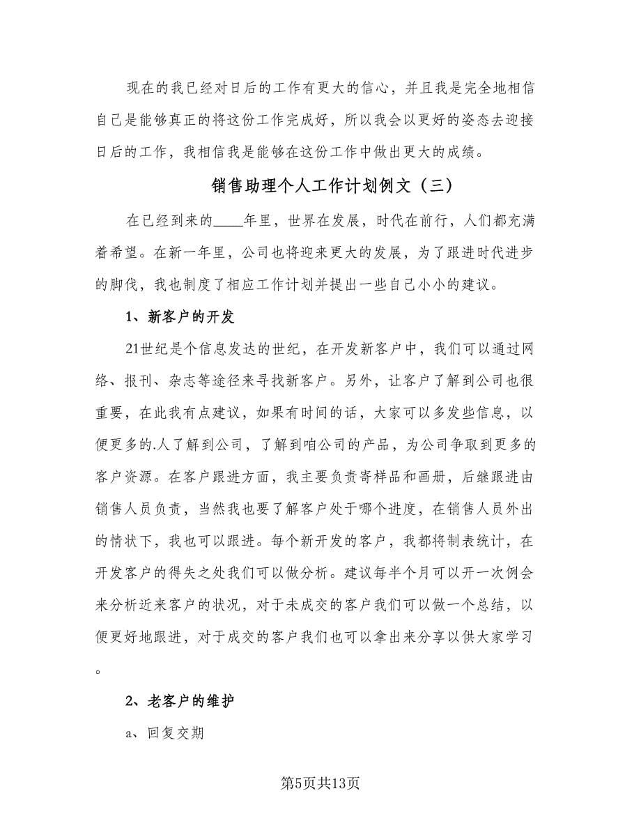 销售助理个人工作计划例文（四篇）.doc_第5页