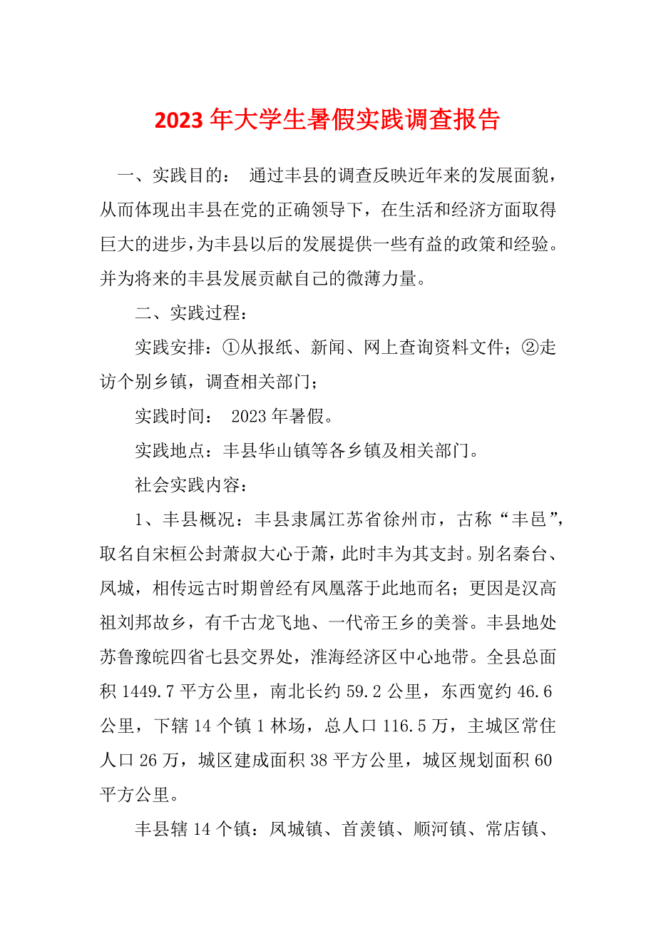 2023年大学生暑假实践调查报告_第1页