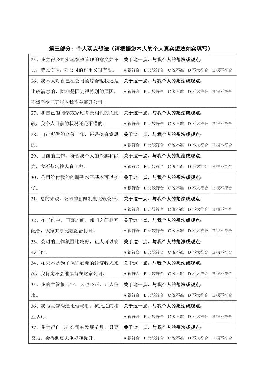 某公司绩效管理实施情况调查表_第5页