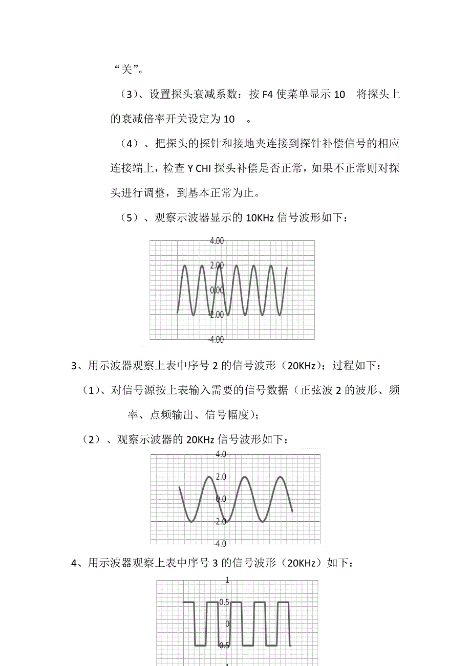 函数信号发生器与示波器的使用实验报告书_第3页