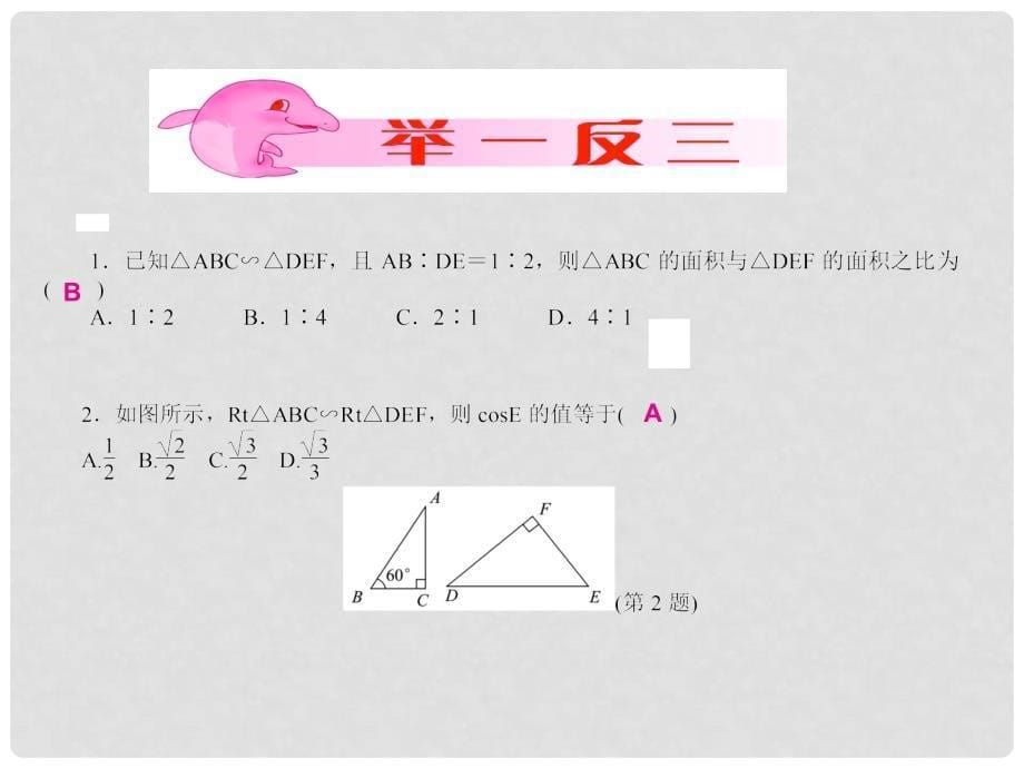 河北省石家庄市高邑县龙凤中学八年级数学下册《第28讲 相似三角形》课件 冀教版_第5页