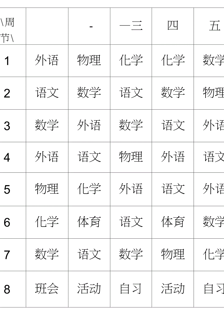 (完整word版)高三(1)课程表._第4页