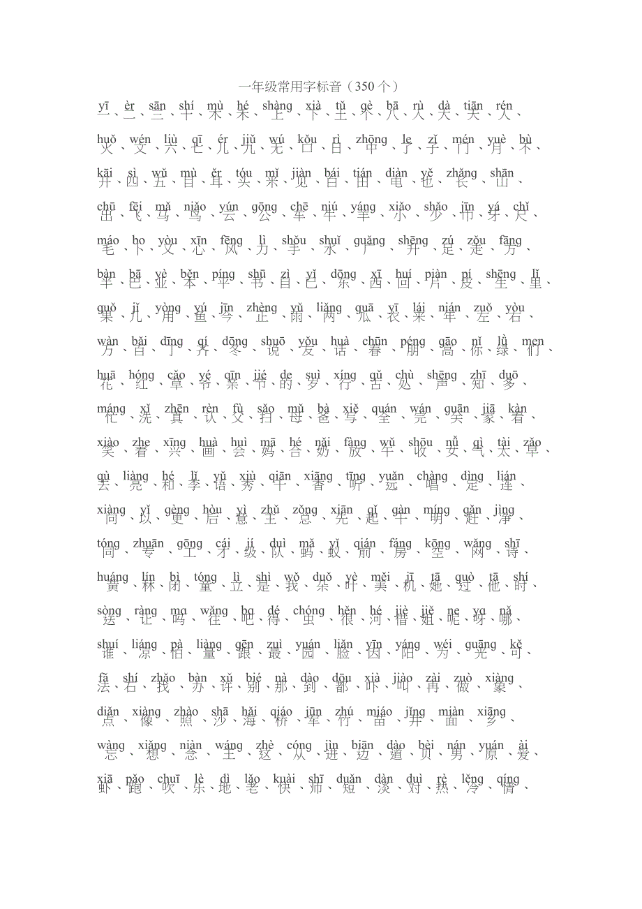 一年级常用字带拼音350个_第1页