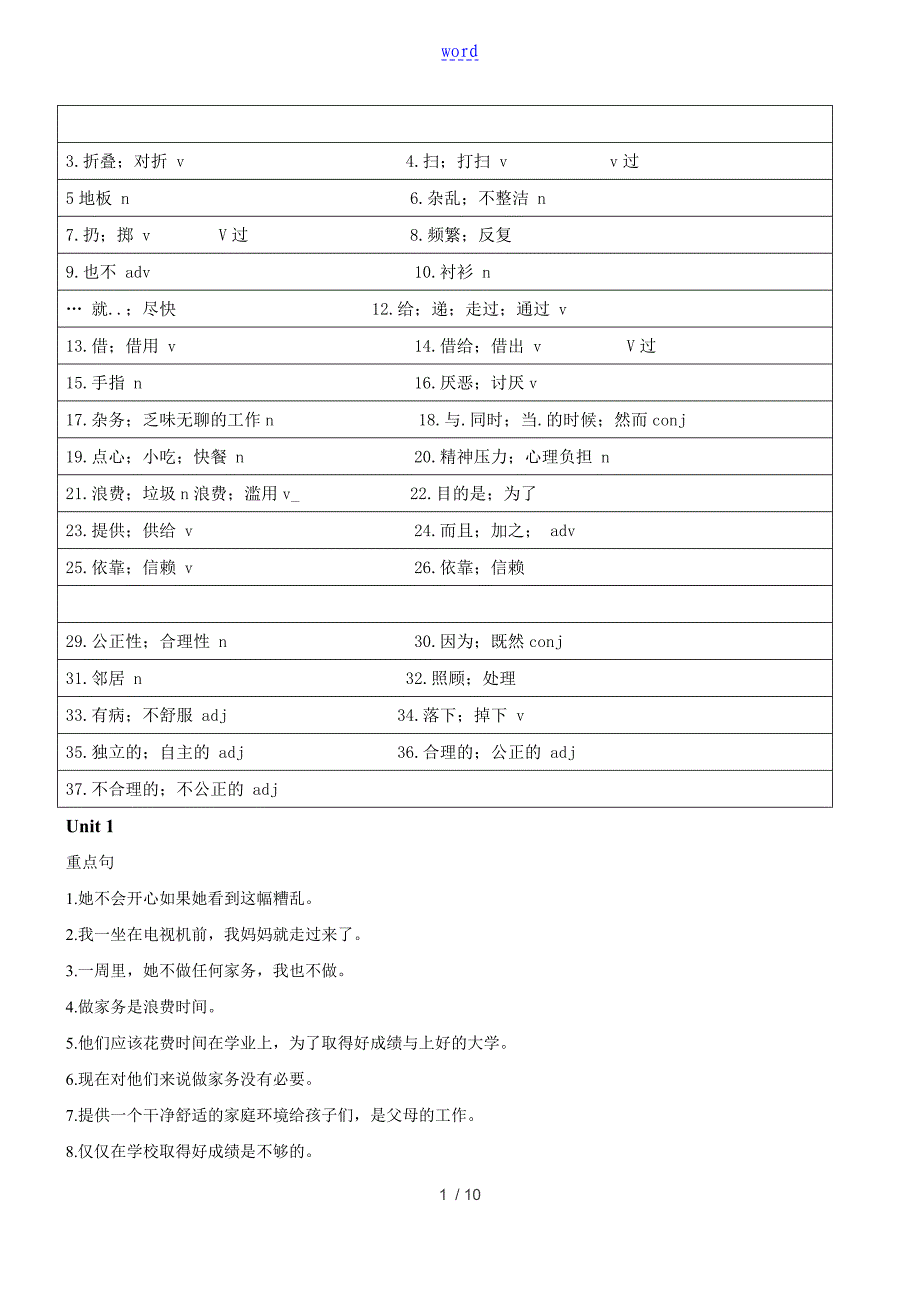 鲁教版八年级上单词默写纸_第1页