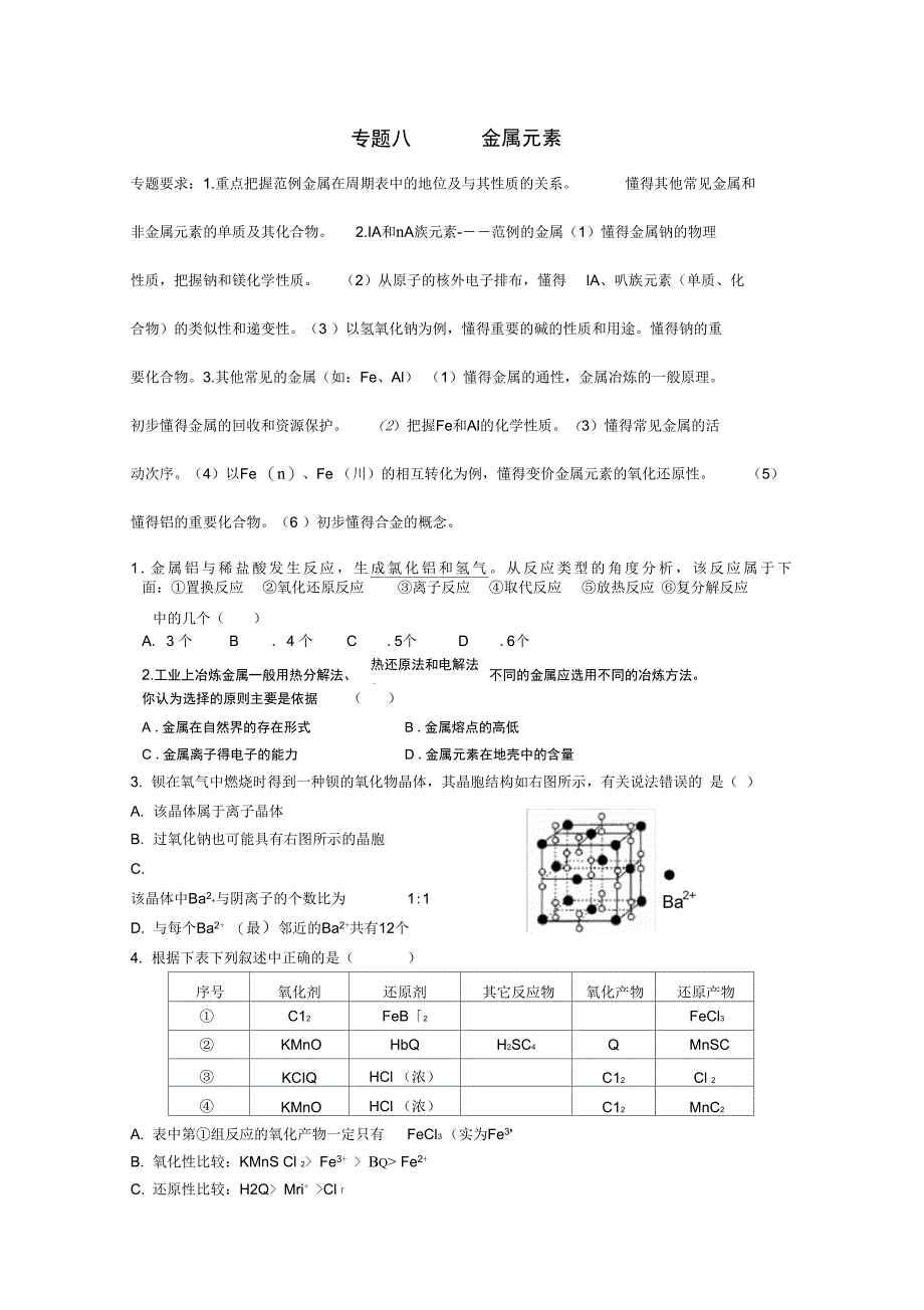 专题复习金属元素_第1页