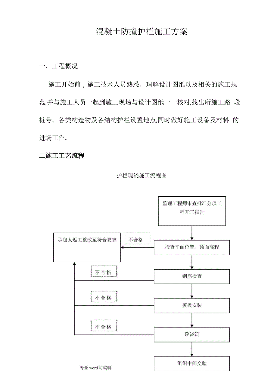 混凝土防撞护栏工程施工设计方案_第1页