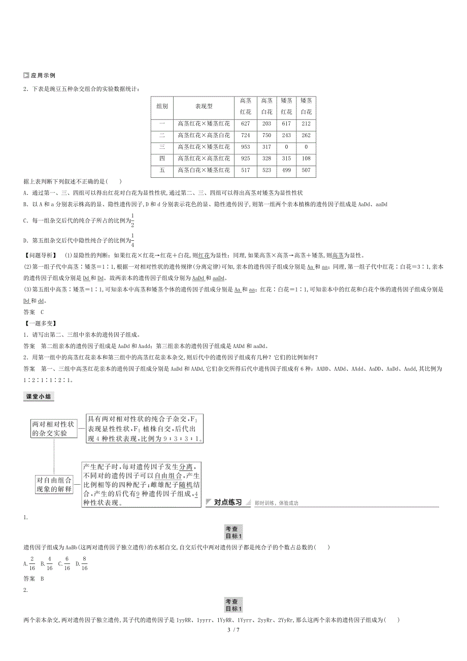 高中生物-第1章-第2节-孟德尔的豌豆杂交实验(二)课时作业1-新人教版必修2_第3页